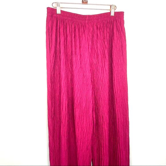 Vintage Wide Leg Crepe Lounge Pants Raspberry Red - Picture 2 of 8